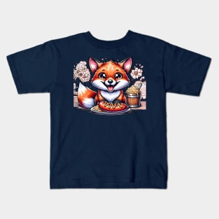 Cute Fox eating german food Kids T-Shirt